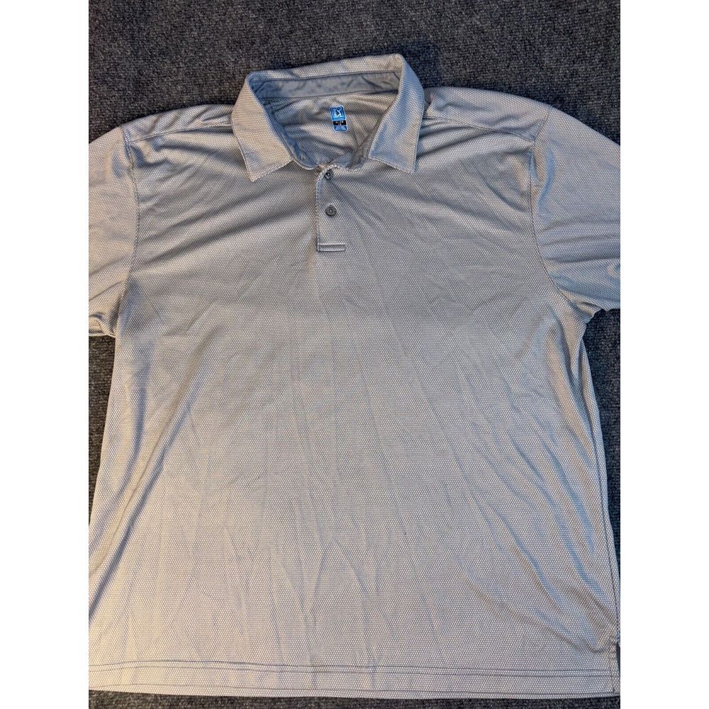 PGA TOUR Golf Polo Shirt Men XL Gray Geometric Short Casual Sleeve Collared Slit